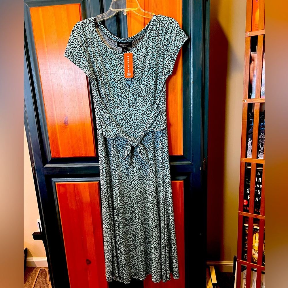NWT PERCEPTIONS MIDI Dress in Teal Sz 12